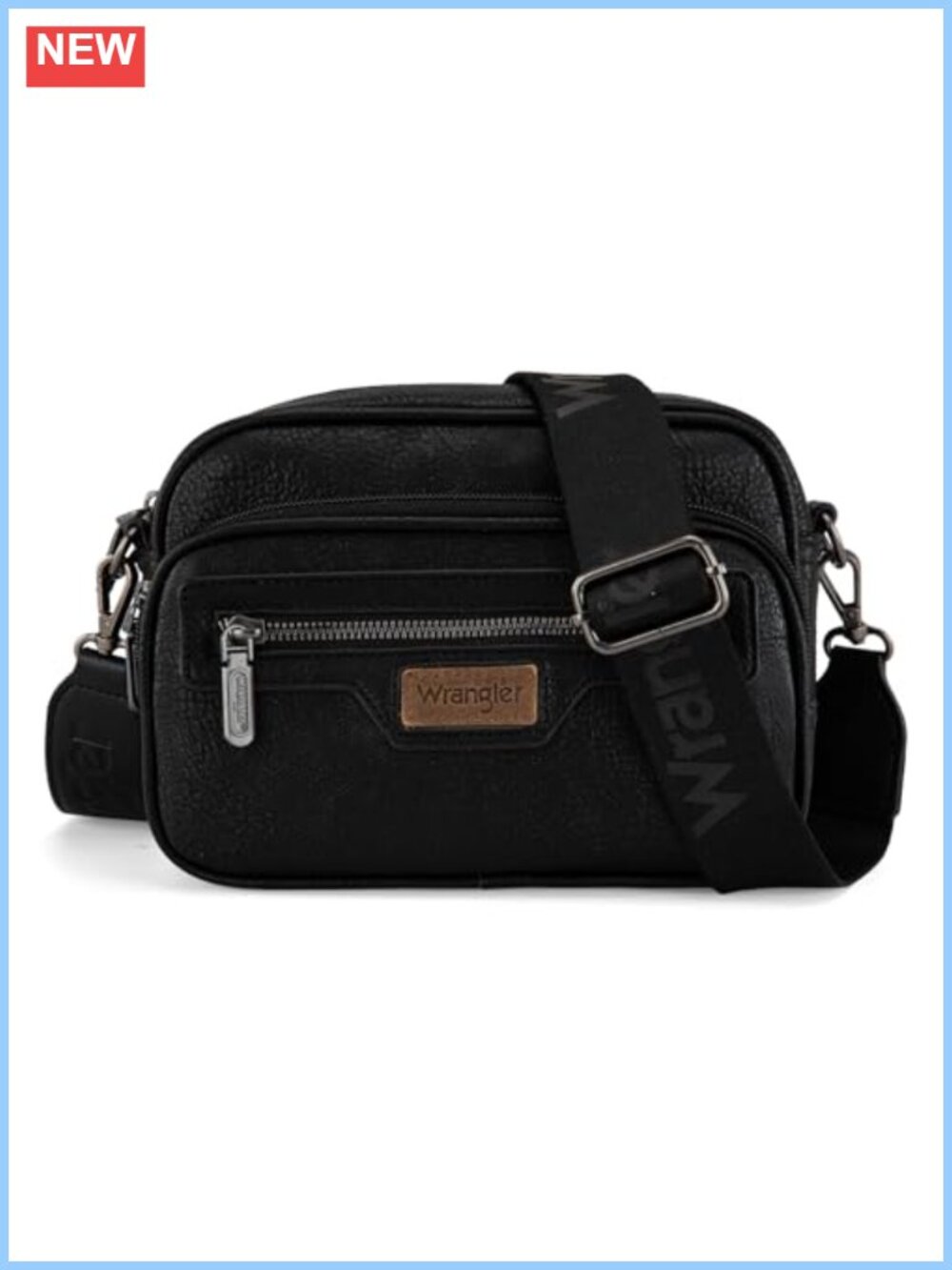 Vegan Leather Crossbody Bag Multi Pocket Adjustable Strap Casual